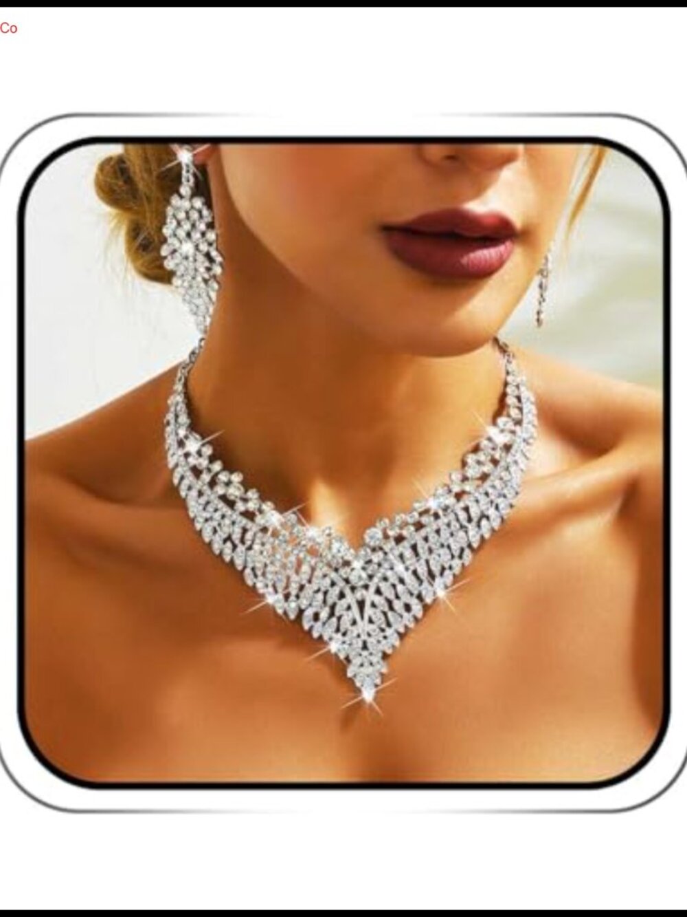 Rhinestone Necklace and Earrings Set Wedding Prom Bridal Jewelry